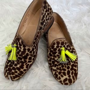 Leopard Print Flats with Neon Tassels